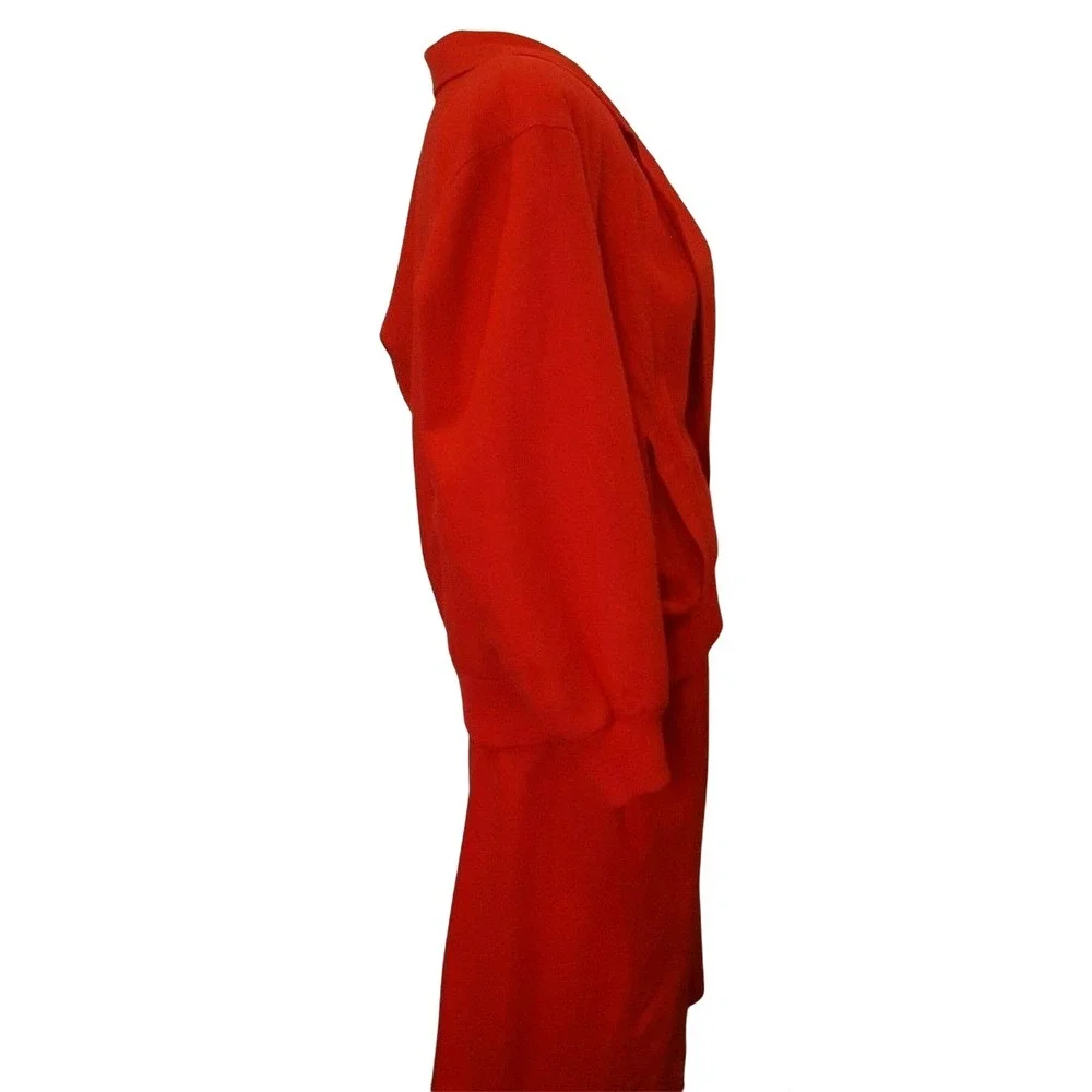 Lilli Ann Skirt Suit Womens M Red 80s Vintage Bomber Jacket Pencil Skirt ILGWU